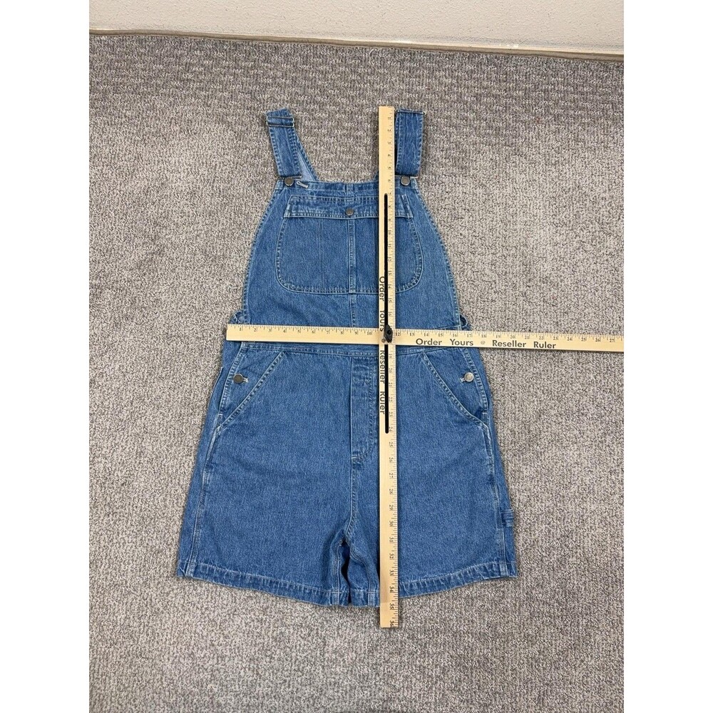 Vintage Denim Overall Shorts Womens MP Blue Shortalls Pockets 90s Hong Kong - Picture 3 of 6